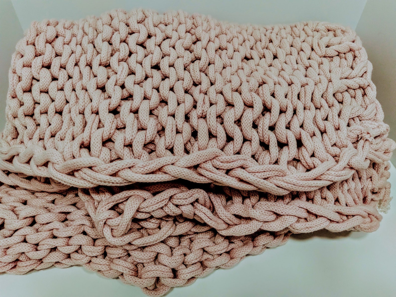 Dusty Rose chunky knit blanket Chunky Braided Soft and Cozy Etsy