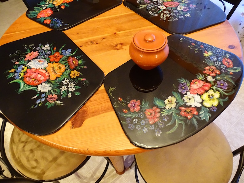 Natural Wood Placemats birch Plywood Hand Painted, Epoxy Covered Etsy