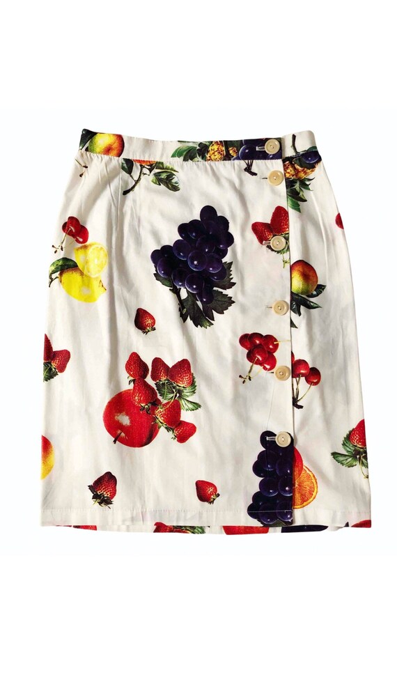 Emanuel Ungaro high waist fruit print skirt