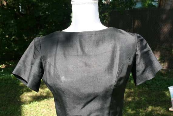 50s Vintage Black Peplum Cocktail Dress - image 6