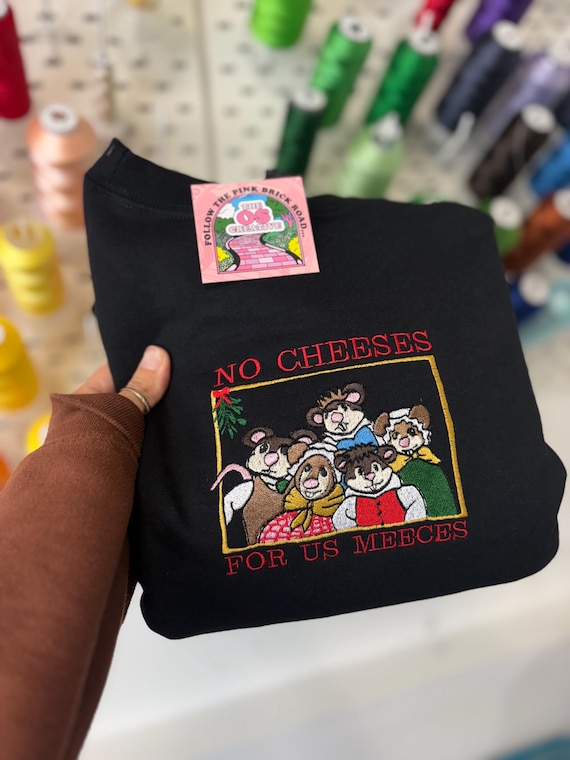 Christmas Jumper - Puppets Christmas Carol - No More Cheeses for us Meeces -  Christmas Sweater - Embroidered - Unisex - Handmade