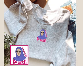 Mean Girls Sweatshirt / T-Shirt - She Doesn’t Even Go Here - Movie Sweater - Embroidered - Unisex - Handmade