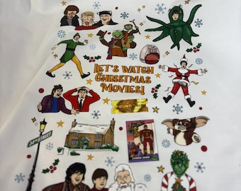Let's watch Christmas Movies Sweatshirt / T-Shirt - Customisable Embroidered Jumper - Made to Order - Unisex