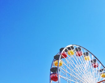 santa monica california pier ferris wheel amusement park | photography print