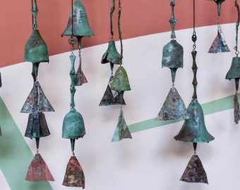 whimsical turquoise coral bell wind chimes arcosanti arizona abstract | photography print