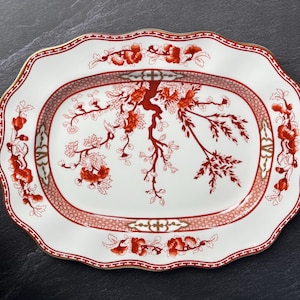 Rare Vintage Coalport Indian Tree Coral Serving Platter bone china English porcelain