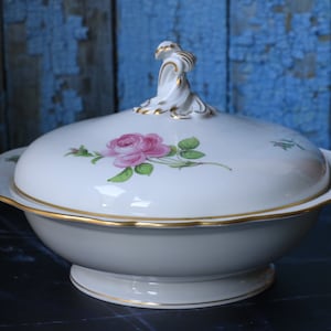 Meissen Pink Rose Tureen vegetable Germany porcelain