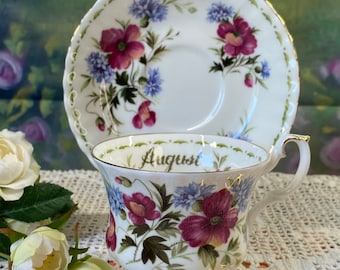 Royal Albert Fiore del mese Agosto Poppy Tazza da tè con piattino Porcellana inglese