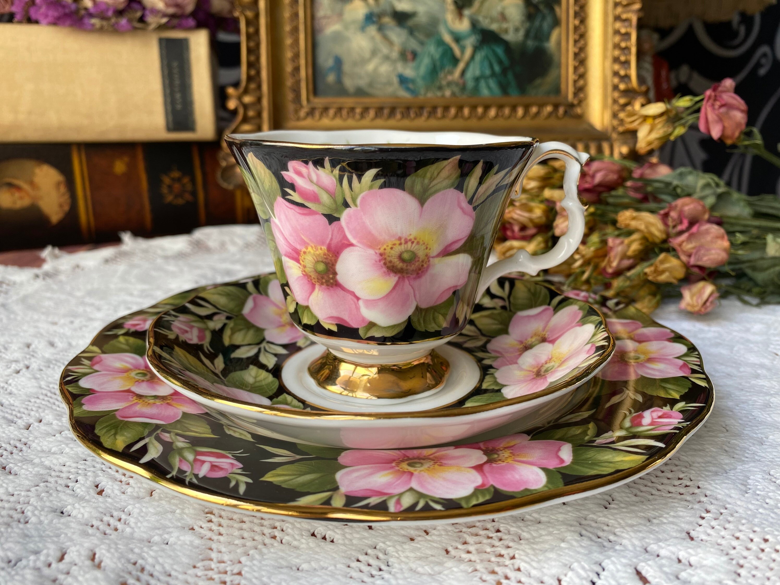 Vintage Royal Albert Provincial Flowers alberta Rose Trio Tea Cup 