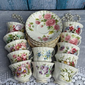 Royal Albert Flower of the month teaset DUO cup and saucer English porcelain