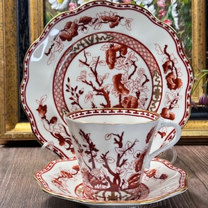 Rare Vintage Coalport Indische Tree Coral Trio set cup and saucer.