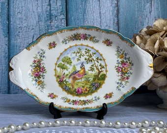 Plato ovalado vintage Royal Albert Chelsea Bird de porcelana inglesa Bone China.