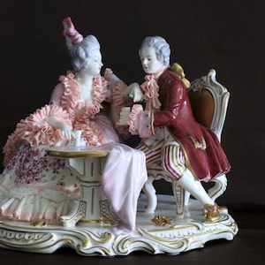 Vintage Volkstedt Porcelain figure Lace Germany Dresden porcelain