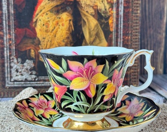 vintage Royal Albert Provincial Flowers « Prairie Lily » Tasse à thé et soucoupe porcelaine anglaise