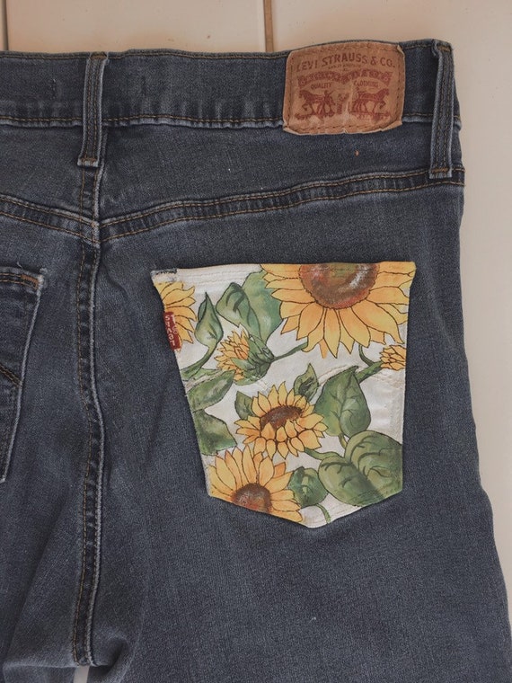 sunflower painted jeans