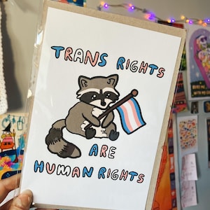 Trans rights are human rights Charity print, Art Print, lgbtq, politics, Poster, trans lives matter, illustration, transgender, cute