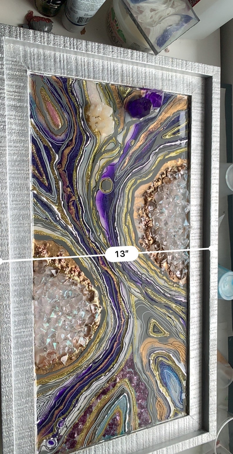 Amethyst Inspired Resin Geode Wall Art