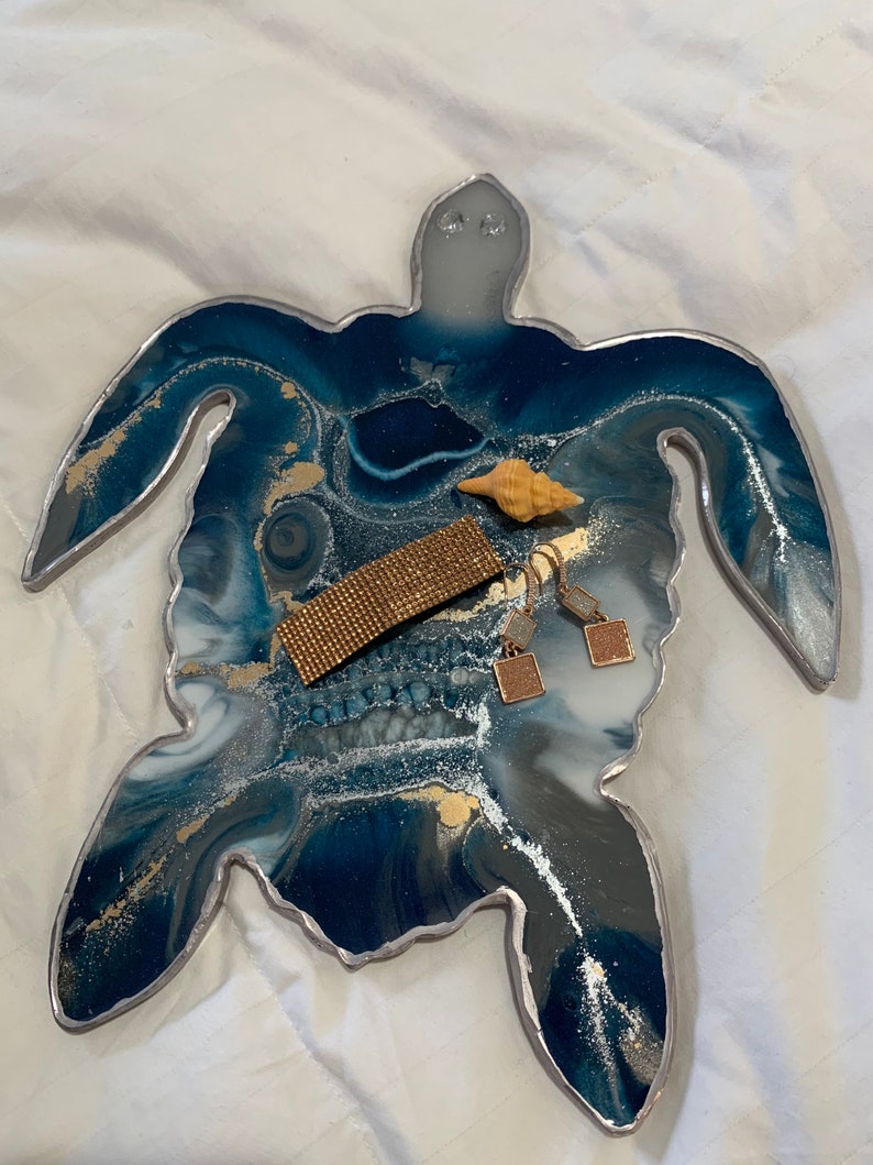 Resin Functional Art Turtle Jewelry Tray