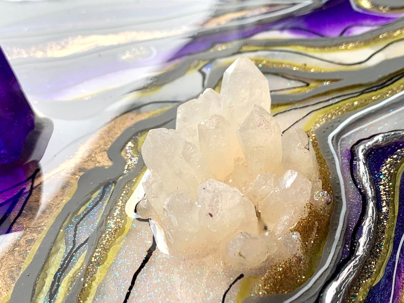 Amethyst Inspired Resin Geode Wall Art