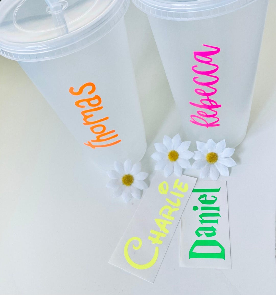 Personalised Fluorescent Water Bottle Stickers - Vinyl Name Decal ...