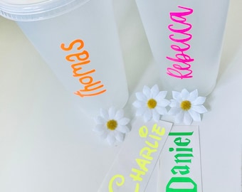 Personalised Fluorescent Water Bottle Stickers - Vinyl Name Decal - Custom Name Labels - Back To School - Party Ideas
