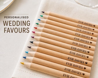 Personalised Children's Wedding Favours – Colouring Pencil Packs – Kids Activity Packs for Wedding Tables