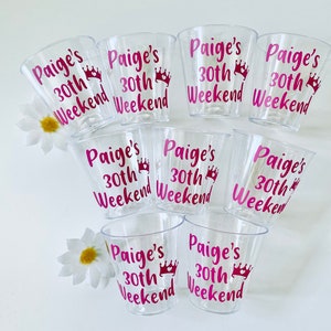 Personalised Birthday plastic shot glasses - Price per shot glass - Birthday Party - Big Birthday Ideas - Icon on Glass can be changed