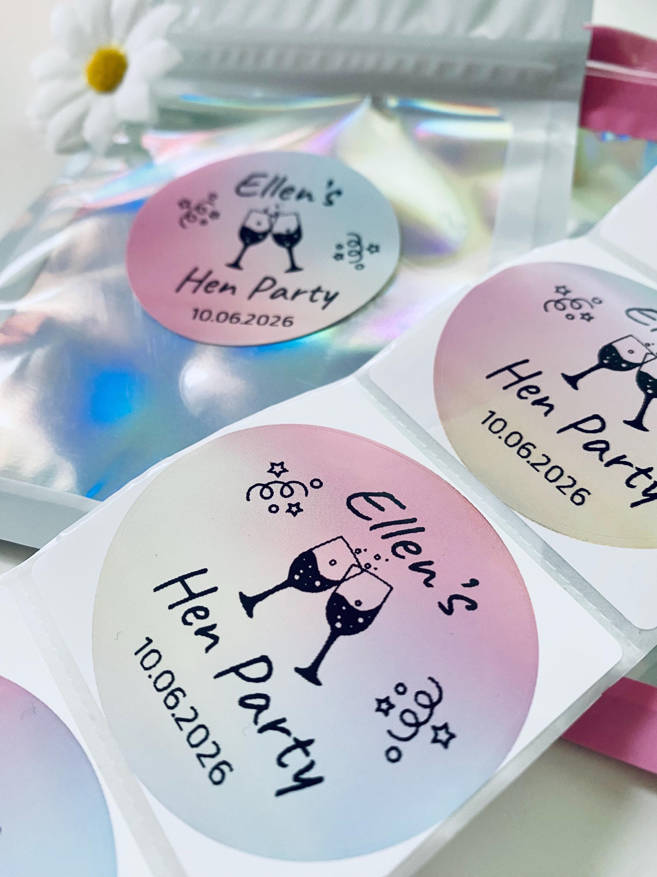Personalised Colourful Hen Party Stickers - Hen Do Favour Labels - Hen ...