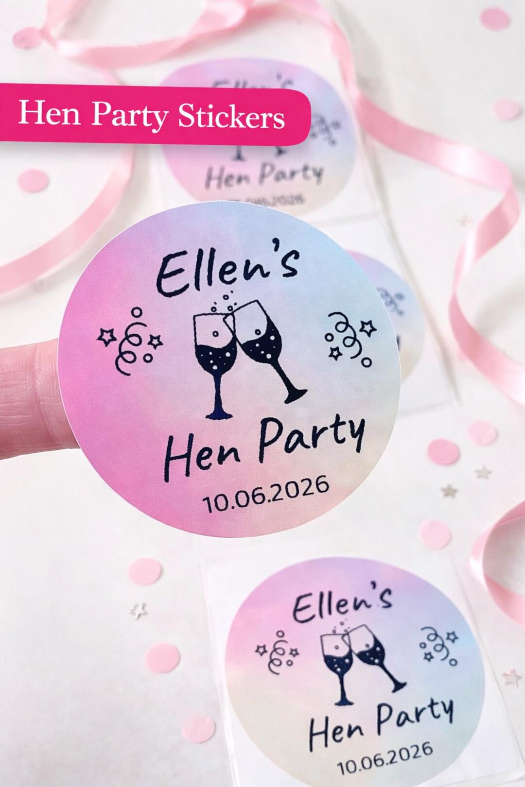 Personalised Colourful Hen Party Stickers - Hen Do Favour Labels - Hen ...