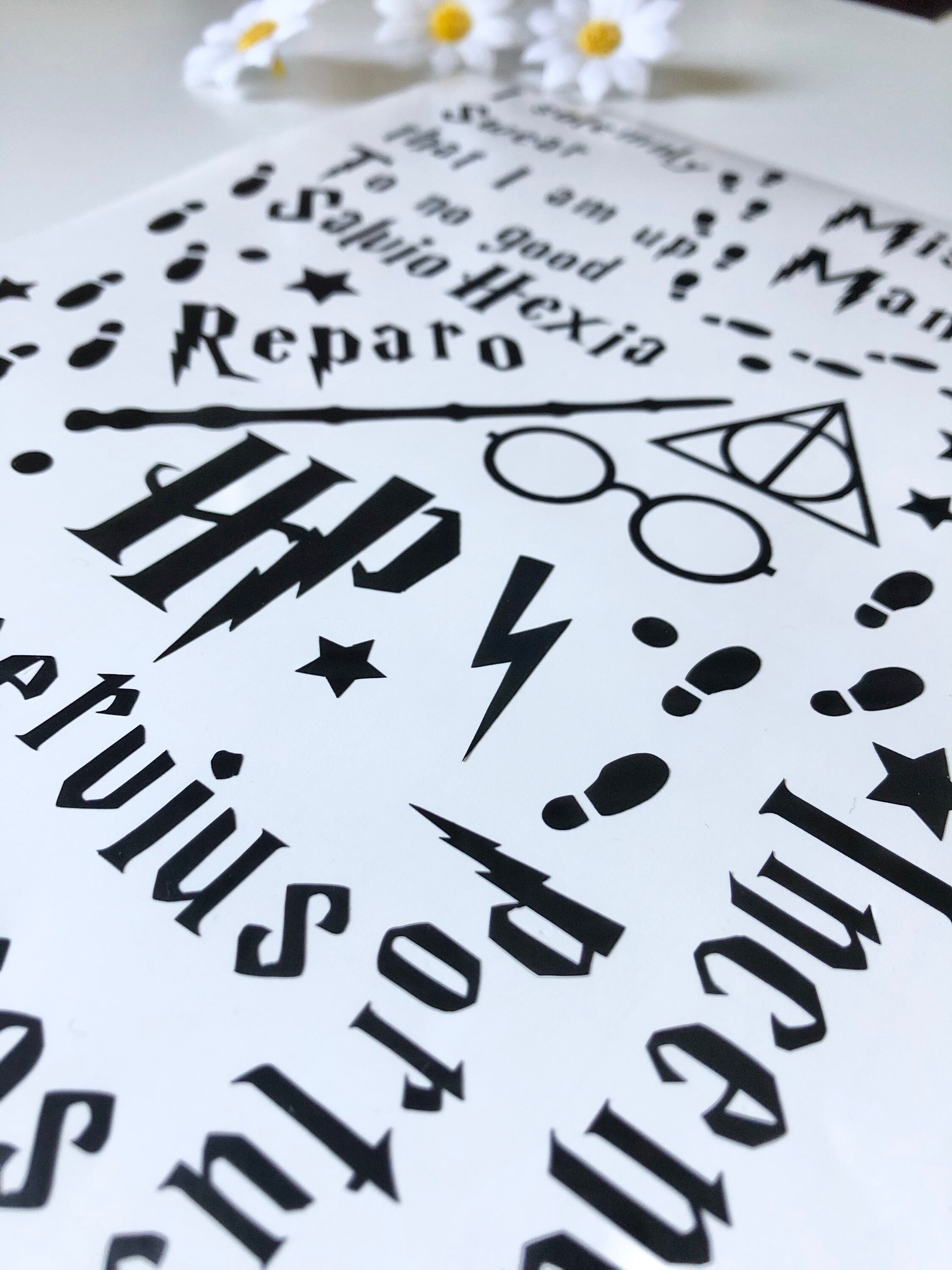 Harry Potter Spell Stickers A4 Sheet Magic Vinyl Decal Wine Etsy UK