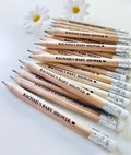 Personalised Wooden Pencils With White Rubber - Laser Engraved. Baby shower favours and gifts