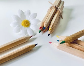 Mini coloured pencils  x 6 - party bag fillers - great little gifts - wedding favours for kids - goody bag gifts - kids party bag