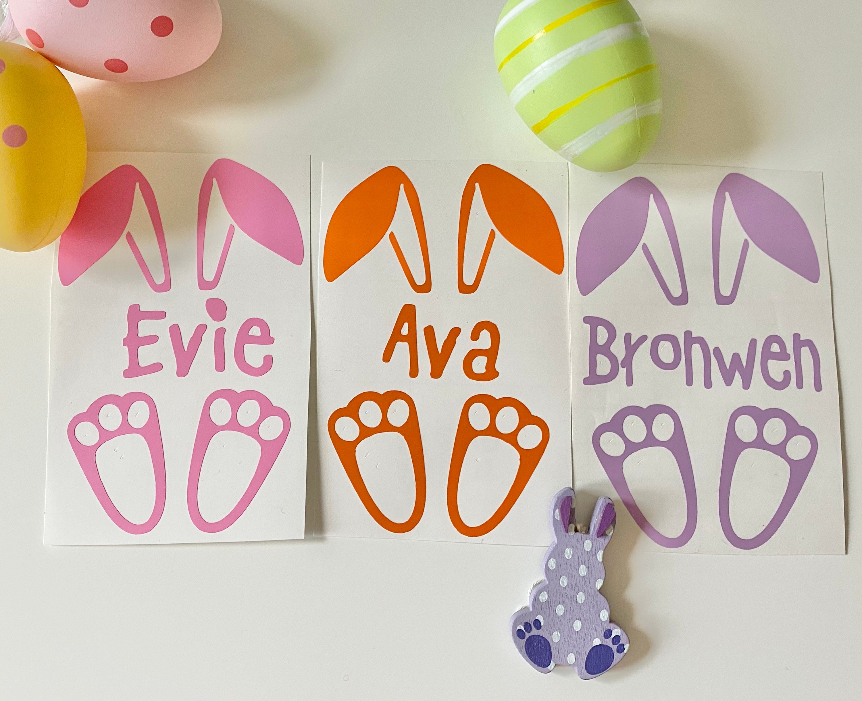 Personalised Easter bunny vinyl decal sticker Happy Easter Etsy