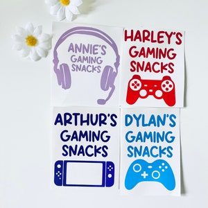 Personalised Gaming Snack Jar Vinyl Decals - Gamer Gifts - Controller Sticker- Gaming Lover - Gaming Gift Ideas - Sweet Jar Label image 2