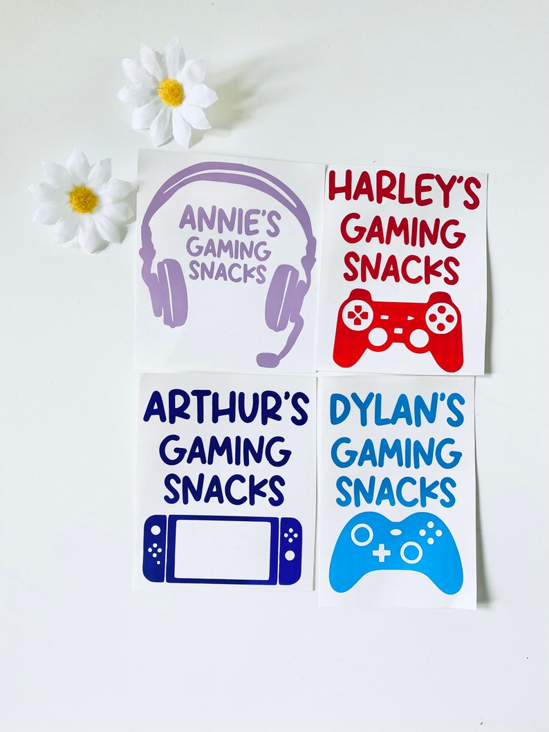 Personalised Gaming Snack Jar Vinyl Decals - Gamer Gifts - Controller Sticker- Gaming Lover - Gaming Gift Ideas - Sweet Jar Label image 2