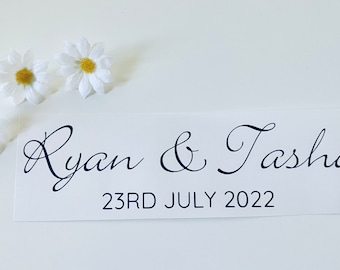 Personalised wedding decal vinyl with date of wedding, wedding decoration, wedding signs, wedding favours,bride and groom wedding guest book