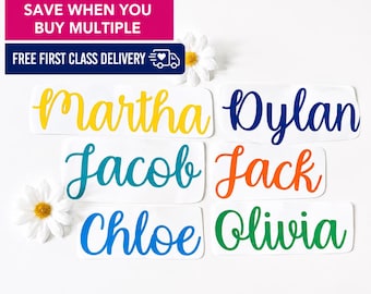 Personalised Name Vinyl Decal Stickers - School & Lunch Box Labels - Custom Name Tags -Back to School - Name Labels FIRST CLASS POSTAGE
