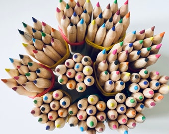 Personalised small coloured pencils  x 12  back to school, great little gifts, wedding favours for kids