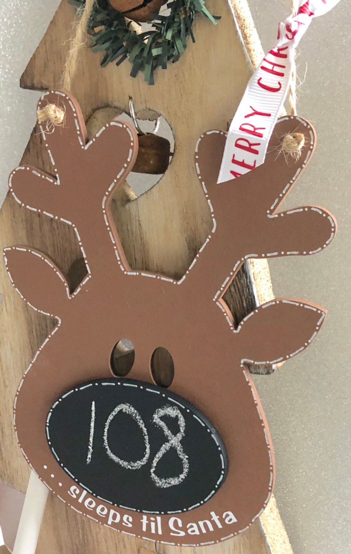 Reindeer Christmas Countdown Plaque With Chalkboarddays Until - Etsy