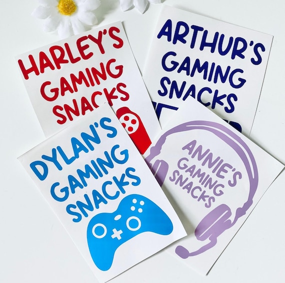 Personalised Gaming Snack Jar Vinyl Decals - Gamer Gifts - Controller Sticker- Gaming Lover - Gaming Gift Ideas - Sweet Jar Label