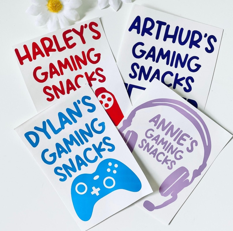Personalised Gaming Snack Jar Vinyl Decals - Gamer Gifts - Controller Sticker- Gaming Lover - Gaming Gift Ideas - Sweet Jar Label image 1