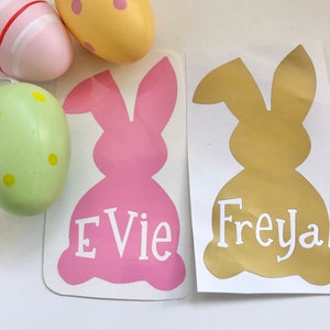 Personalised rabbit bunnies IRON ON, heat transfer vinyl decal sticker Easter eggs, easter bunny, easter decor,rabbit chicks