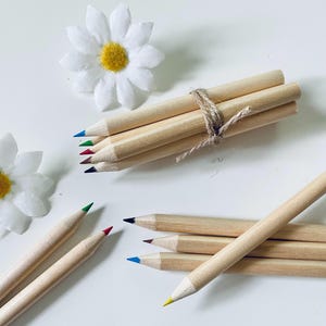 Wedding Favour Pencils - Mini Colouring Pencils Set - Kids Party Favours - Wedding Favours for Kids - Travel Activity Packs