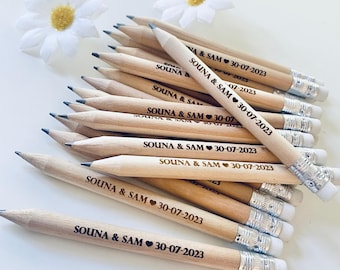 Personalised Wedding Favour Pencils - Wedding Favours for Guests - Custom Engraved Guest Gifts - Bridal Party Ideas