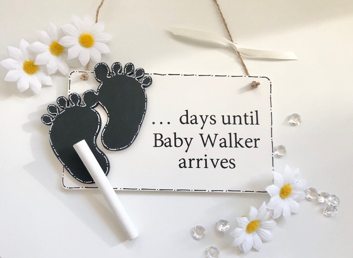 Personalised baby countdown plaque /chalkboard days until baby Etsy
