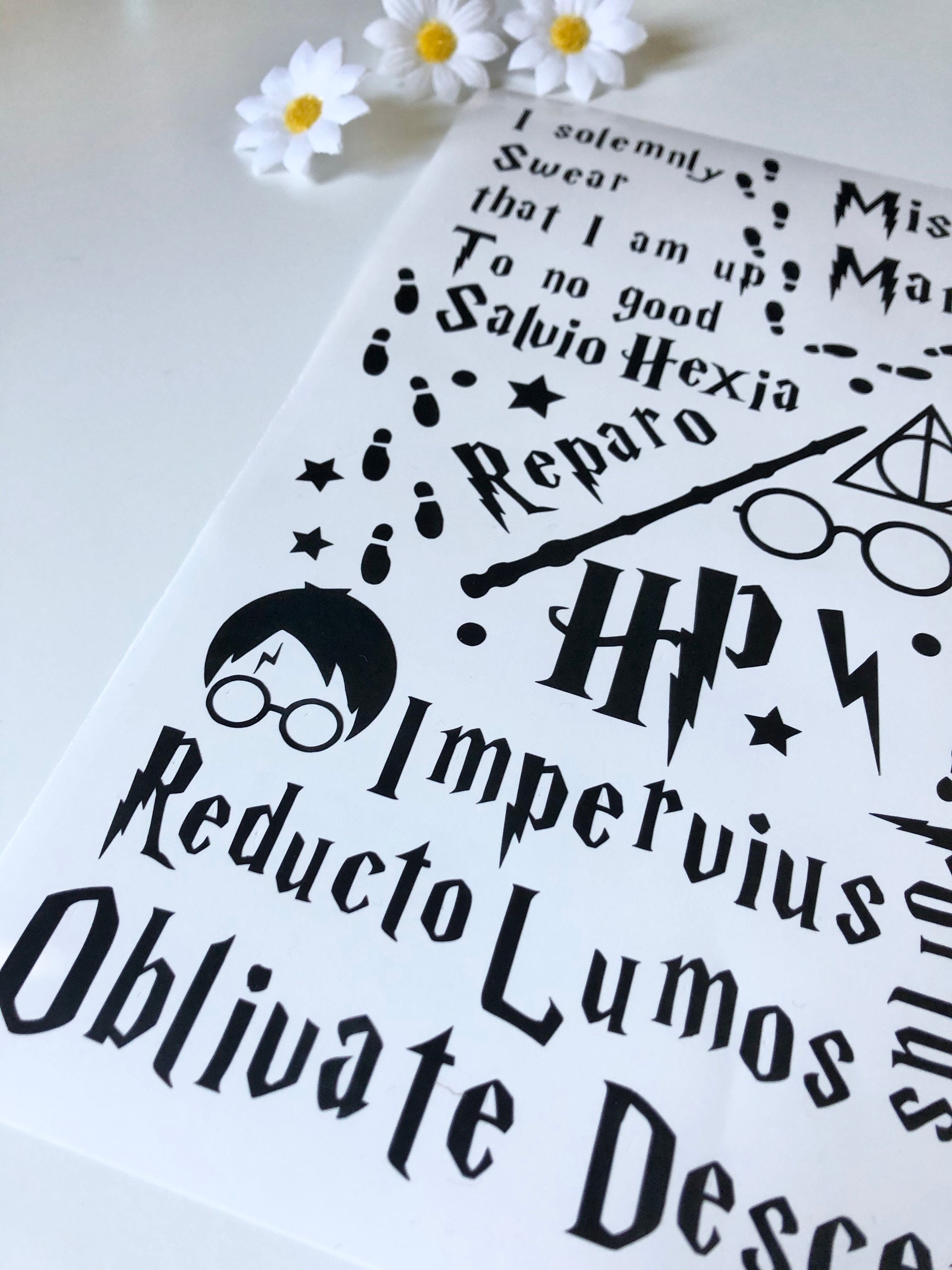 Harry Potter Spell Stickers A4 Sheet Magic Vinyl Decal Wine Etsy UK