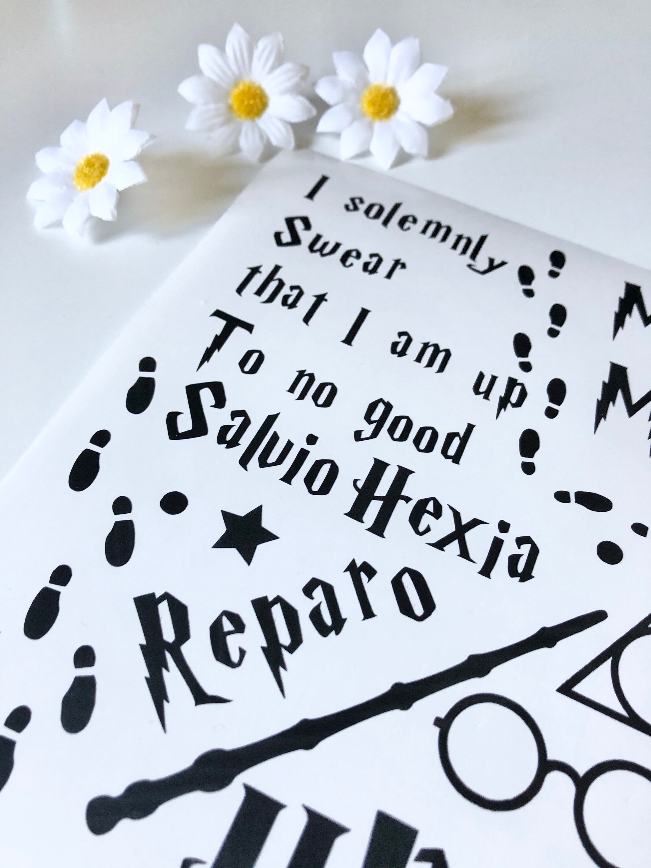 Harry Potter Spell Stickers A4 Sheet Magic Vinyl Decal Wine Etsy UK