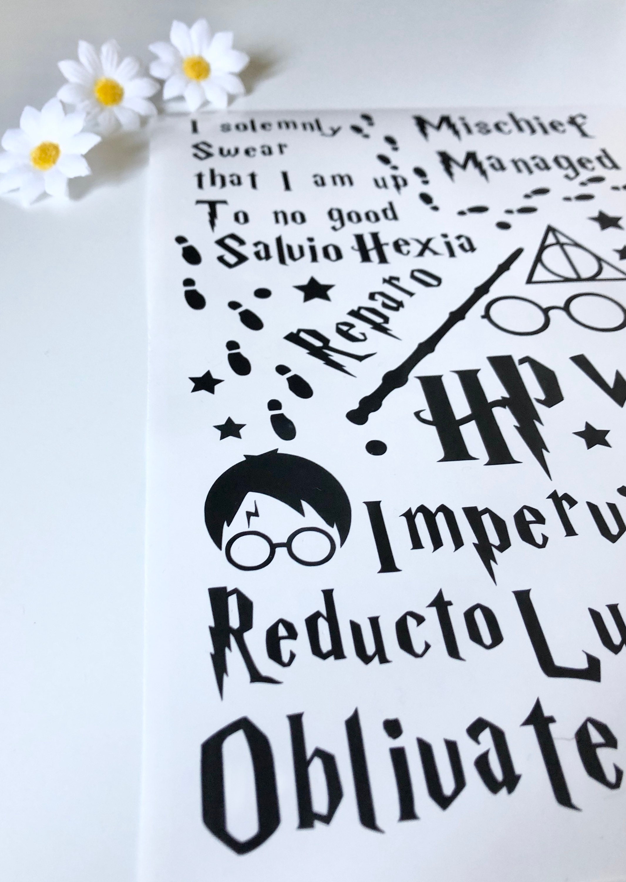 Harry Potter Spell Stickers A4 Sheet Magic Vinyl Decal Wine Etsy UK