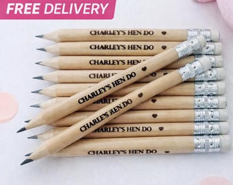 Hen Party Favours Pencils Personalised –  Hen Party Games - Team Bride – Bridal Shower Gifts - Hen Do Ideas