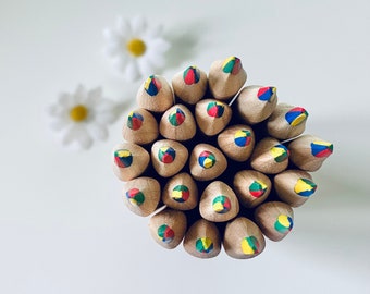 Personalised 4 in 1 multi coloured pencil x 1 - laser engraved pencil - wedding favours for kids - party bags fillers - great little gifts
